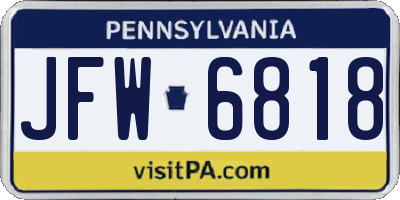PA license plate JFW6818