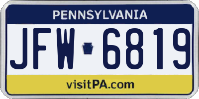 PA license plate JFW6819