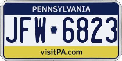 PA license plate JFW6823