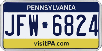 PA license plate JFW6824