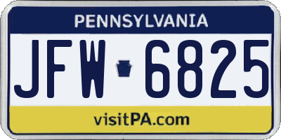 PA license plate JFW6825