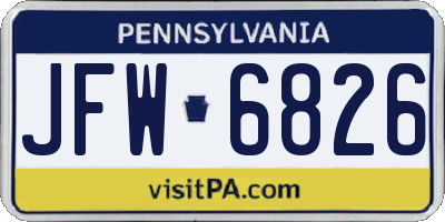 PA license plate JFW6826