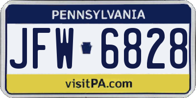 PA license plate JFW6828