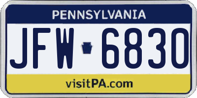 PA license plate JFW6830