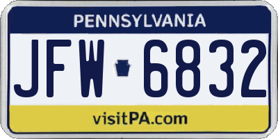 PA license plate JFW6832