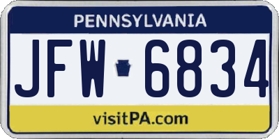 PA license plate JFW6834