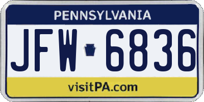 PA license plate JFW6836