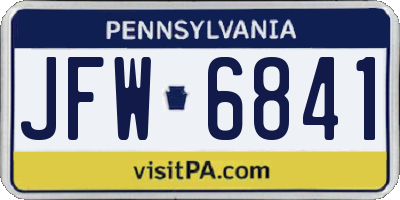 PA license plate JFW6841