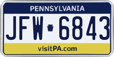 PA license plate JFW6843