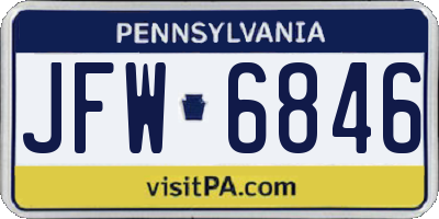 PA license plate JFW6846