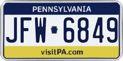 PA license plate JFW6849