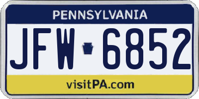 PA license plate JFW6852