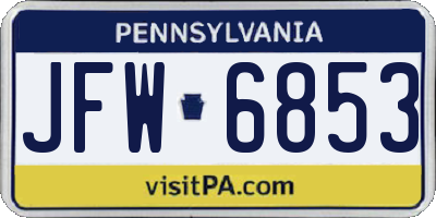 PA license plate JFW6853