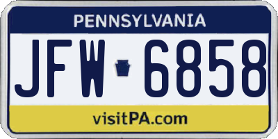 PA license plate JFW6858