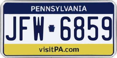 PA license plate JFW6859