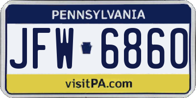 PA license plate JFW6860