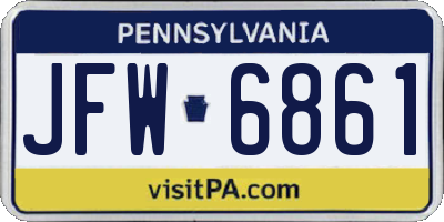PA license plate JFW6861