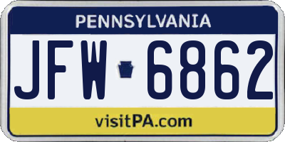PA license plate JFW6862