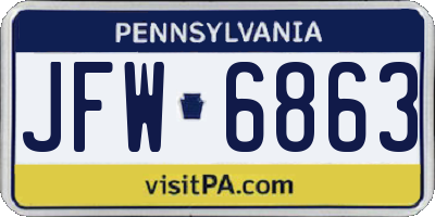 PA license plate JFW6863