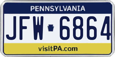 PA license plate JFW6864