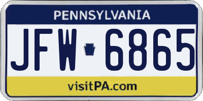 PA license plate JFW6865