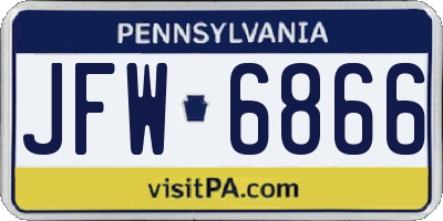 PA license plate JFW6866