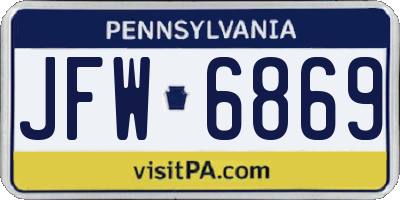PA license plate JFW6869