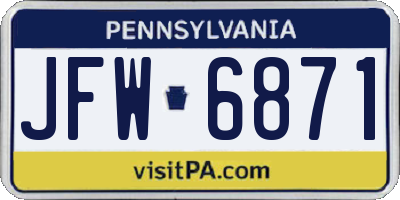 PA license plate JFW6871