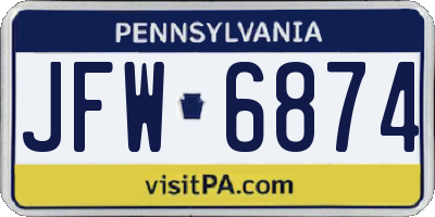PA license plate JFW6874