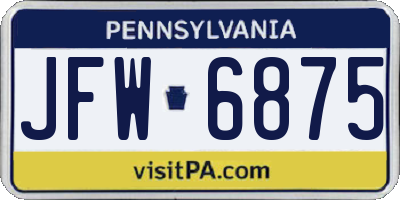 PA license plate JFW6875
