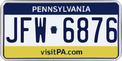 PA license plate JFW6876