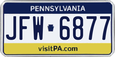 PA license plate JFW6877