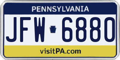 PA license plate JFW6880