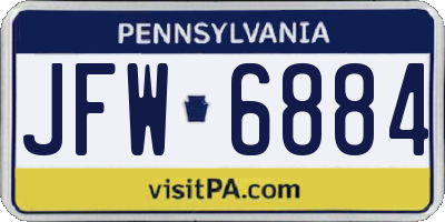 PA license plate JFW6884