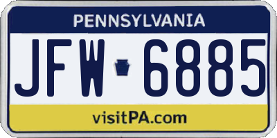 PA license plate JFW6885