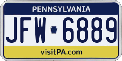 PA license plate JFW6889