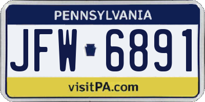 PA license plate JFW6891