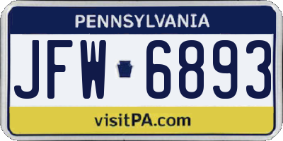 PA license plate JFW6893
