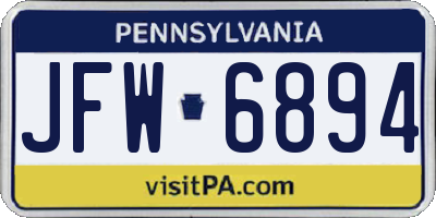 PA license plate JFW6894