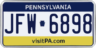 PA license plate JFW6898
