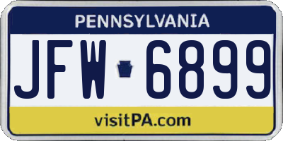 PA license plate JFW6899