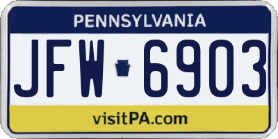 PA license plate JFW6903