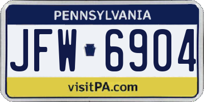 PA license plate JFW6904