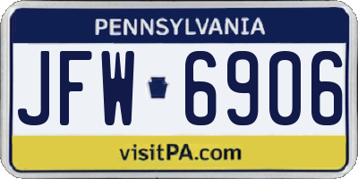 PA license plate JFW6906