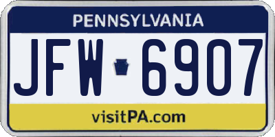 PA license plate JFW6907