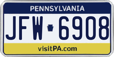 PA license plate JFW6908