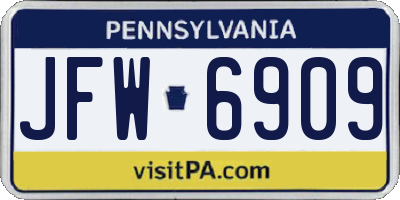 PA license plate JFW6909