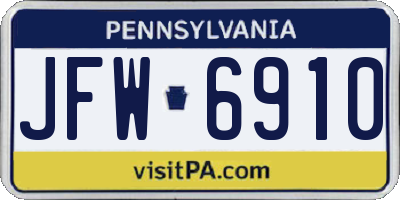 PA license plate JFW6910
