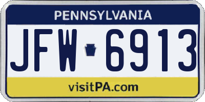 PA license plate JFW6913