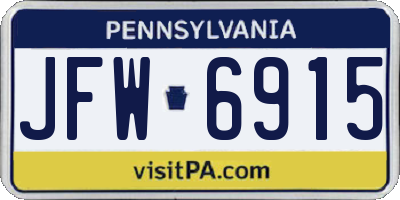 PA license plate JFW6915